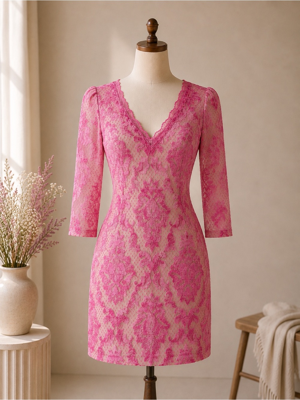 Free People Fair Maiden Lace Bodycon Mini Dress Pink Size S